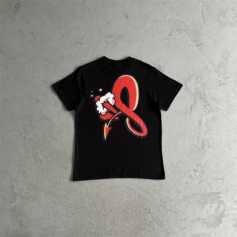 

SYNA Summer New High-quality American Street Letter Printing Beach Short-sleeved T-shirt Men's and Women's Fashion Top Tees