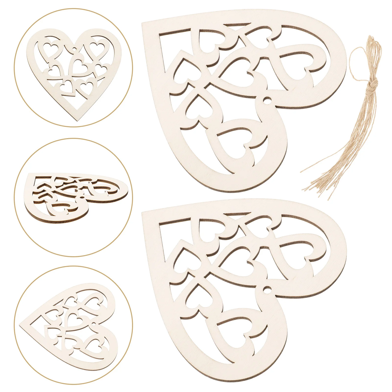 

1Set Heart Shape Wood Slices Natural Unfinished Wooden Craft for DIY Decor Valentine Wedding Handmade Ornaments Blank Wood
