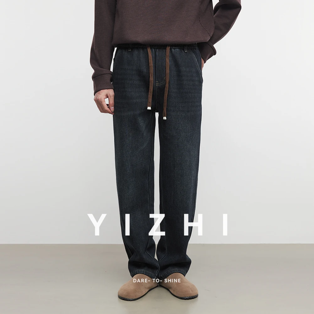 

Fashion Men's Velvet Straight Jeans 2025 Autumn and Winter New Retro Distressed Loose Casual Versatile Casual Pants