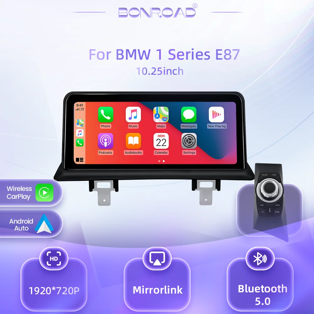 BONROAD 10.25'' 1920*720P Wireless CarPlay Android Auto Linux Car Radio Multimedia Touch Screen For BMW X1 E84 GPS Navigation Display Stereo