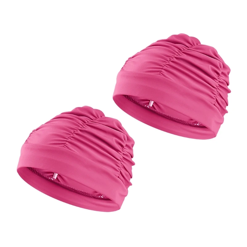2 Piece Pleated Swimming Cap for Adults Pool Practice and Daily Swimming, Ear Cover Swim Hat for Relaxed Water Use and JOME