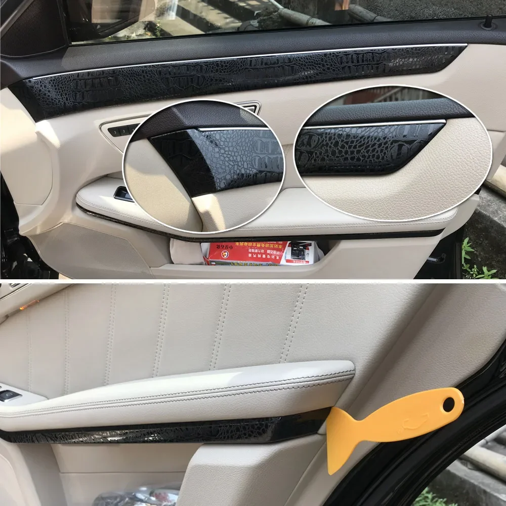 메르세데스 E 클래스 W212 인테리어 중앙 제어판 도어 핸들 5D 탄소 섬유 스티커 데칼 자동차 스타일링 액세서리
