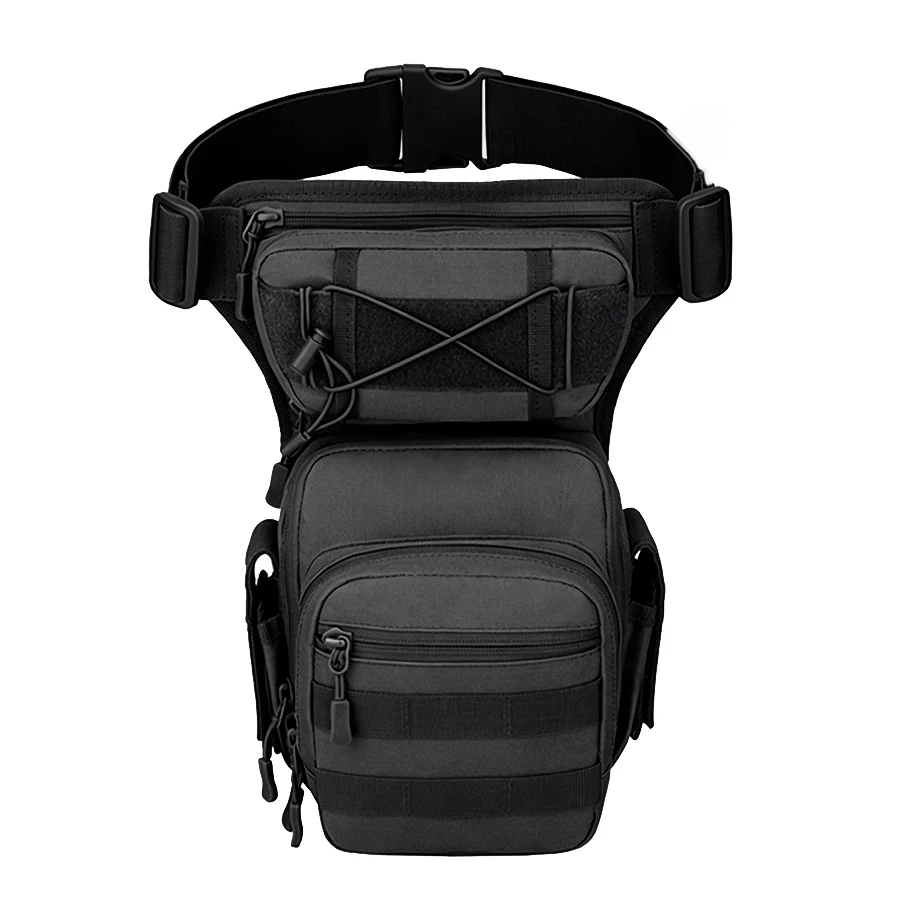 Outdoor waist and leg dual-use bag, large capacity leg storage bag with elastic rope to secure umbrella small items