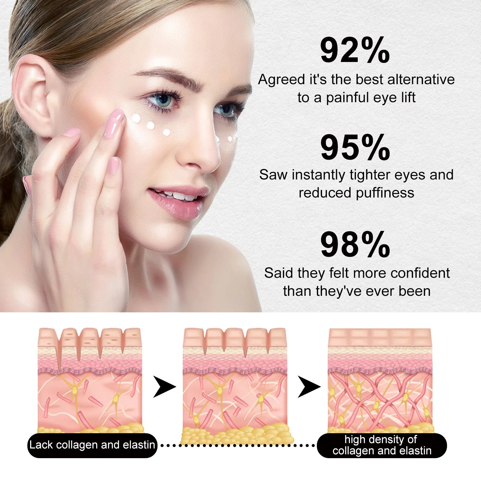 Instant Eye Bag Removal Cream Collagen Anti-Wrinkle Fade Fine Lines Firming Skin Anti Dark Circle Puffiness Brighten Eye Care