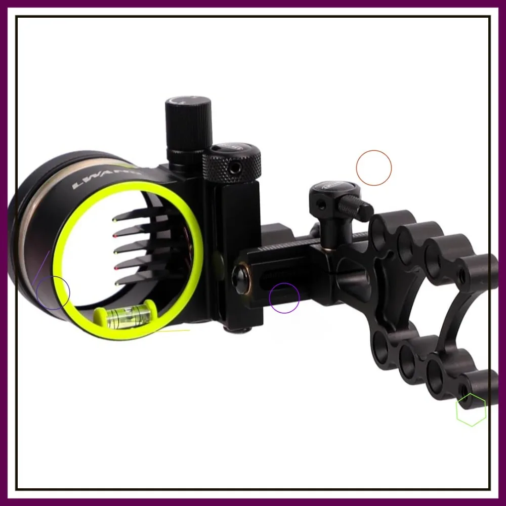 

5 Pin Compound Bow Sight - Short/Long Bar, Tool Less Windage & Elevation Adjust, 2X Magnification Lens Kit