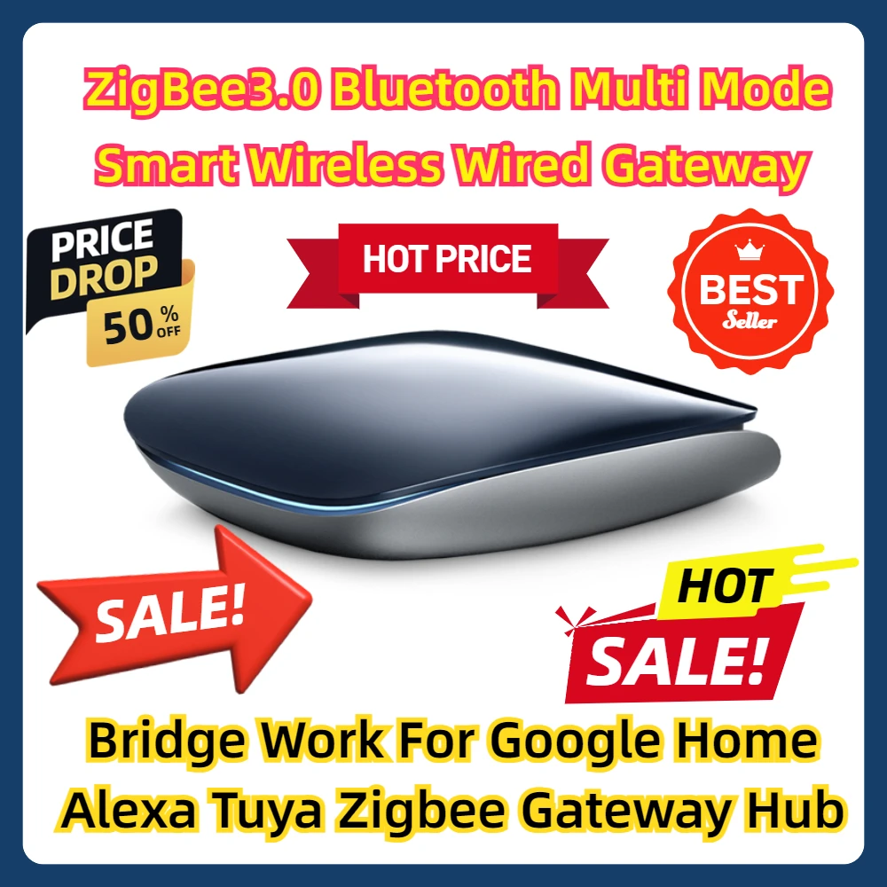 

ZigBee3.0 Bluetooth Multi Mode Smart Wireless Wired Gateway Bridge Work For Google Home Alexa Tuya Zigbee Gateway Hub