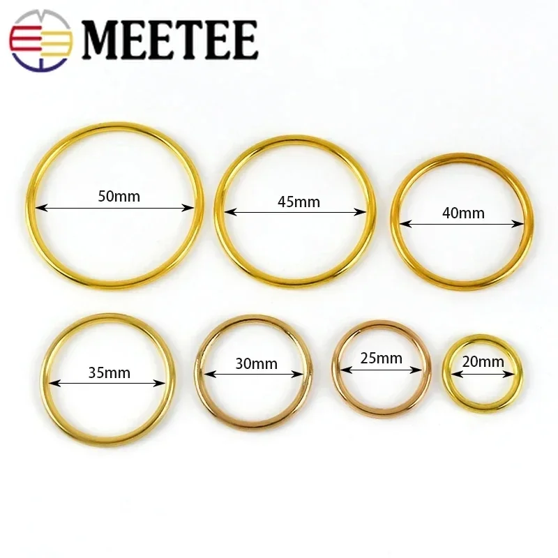 Meetee 10Pcs O Ring Round Metal Buckle 20-50mm Circle Clasp for Clothing Decoration Rings Hook Handbags Hardware Accessories