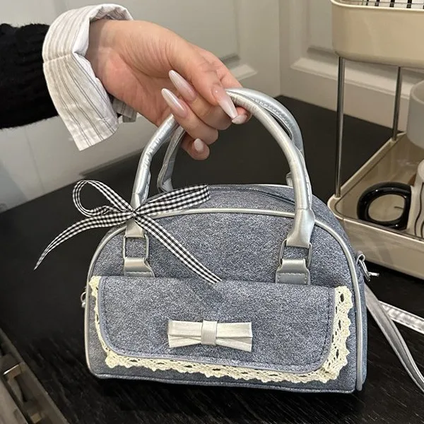 

2025 New Genuine Leather Bow Accent Square Bag for Women, Minimalist Top Handle Purse with Adjustable Strap, Chic & Versatile​