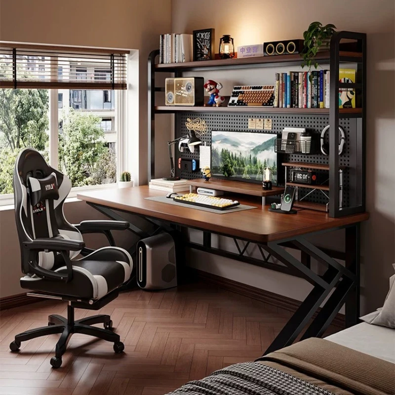 Wood & Metal Computer Desk 100/120/140cm Office Desks Laptop Study Table Gaming Room Desk for Home and Office Setting Furniture