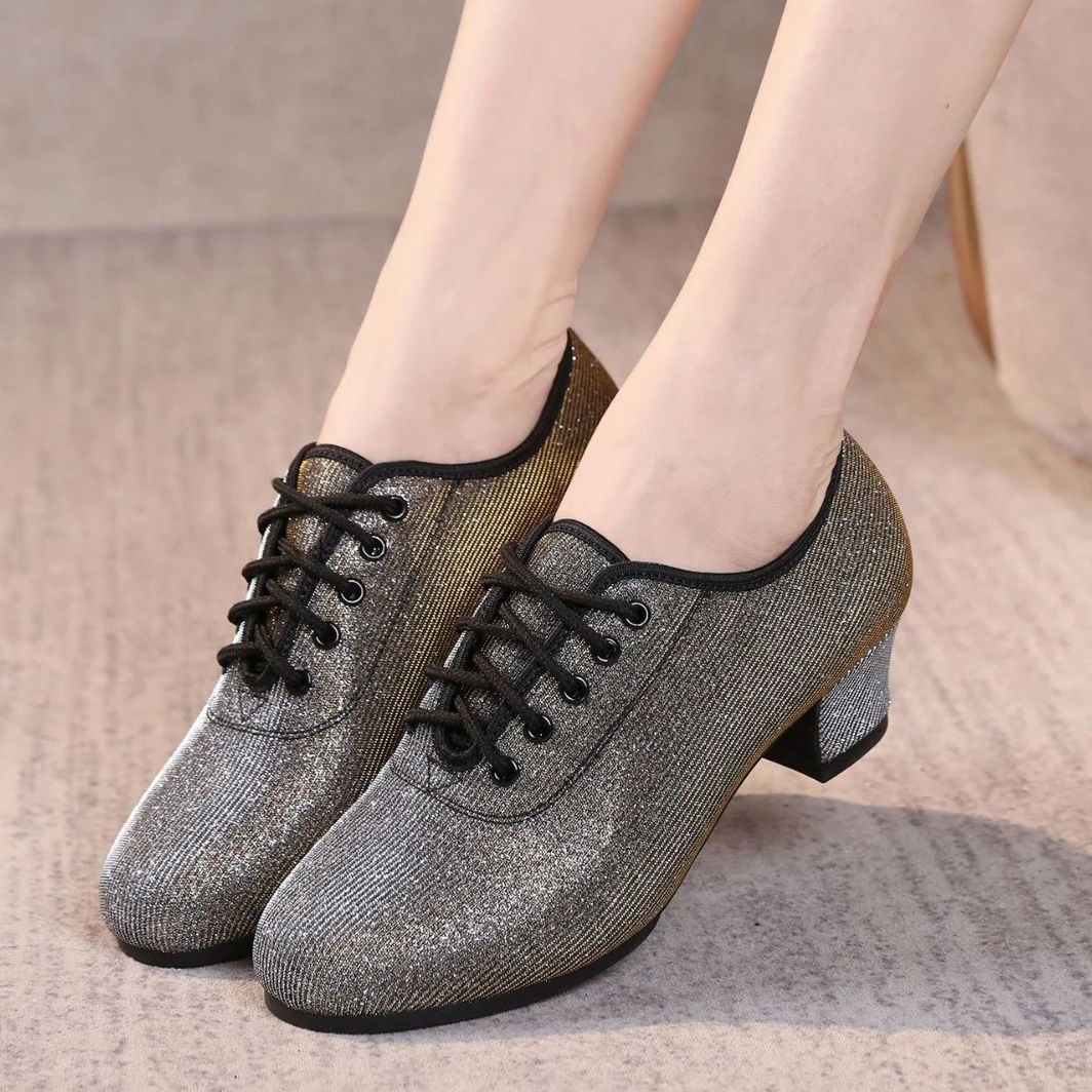 Professional ballroom shoes woman closed toe Practice Performance Modern Jazz Dance Shoes woman black Latin dancing shoes