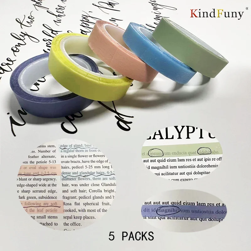 KindFuny Stickers Transparent Fluorescent Index Tabs Flags 5m Sticky Note Stationery Children Gift School Office Supplies