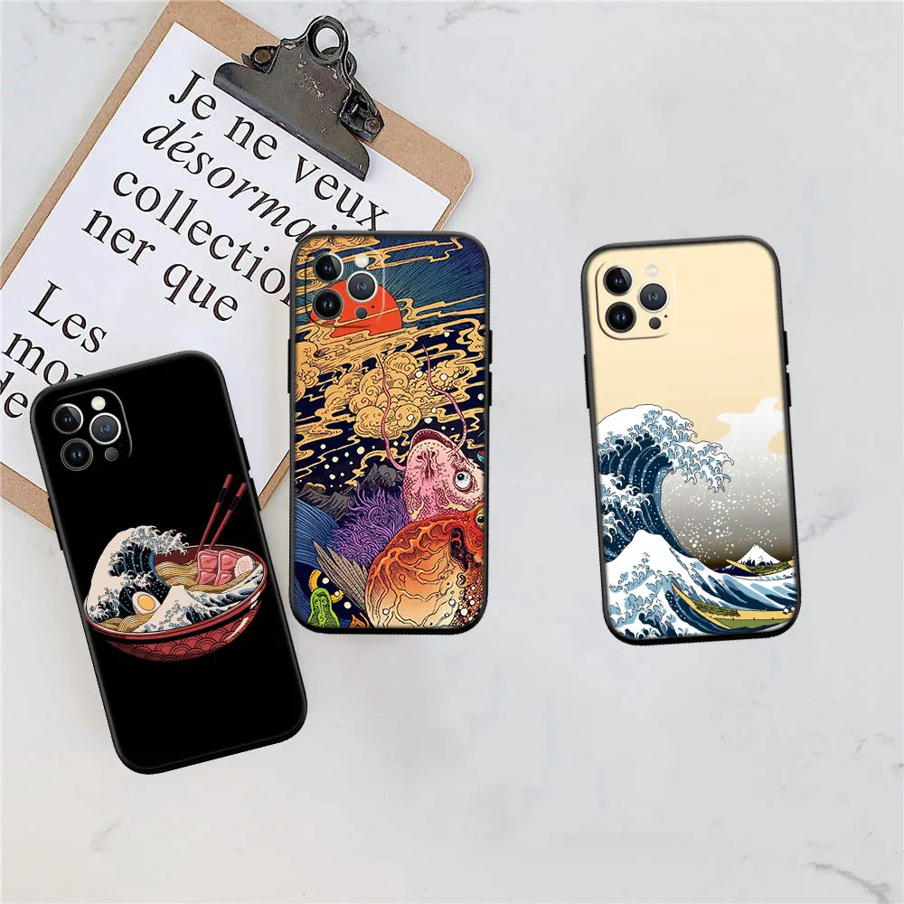 Great off Kanagawa Case for Xiaomi Mi 11 12 8Lite 9 F1 A1 A2 A3 9T 10T 11i 11 CC9E 10S 11T Pro