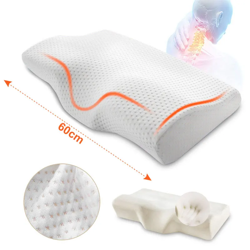 Orthopedic Memory Foam Pillow 60x35cm Slow Rebound Soft Memory Slepping Pillows Butterfly Shaped Relax The Cervical For Adult