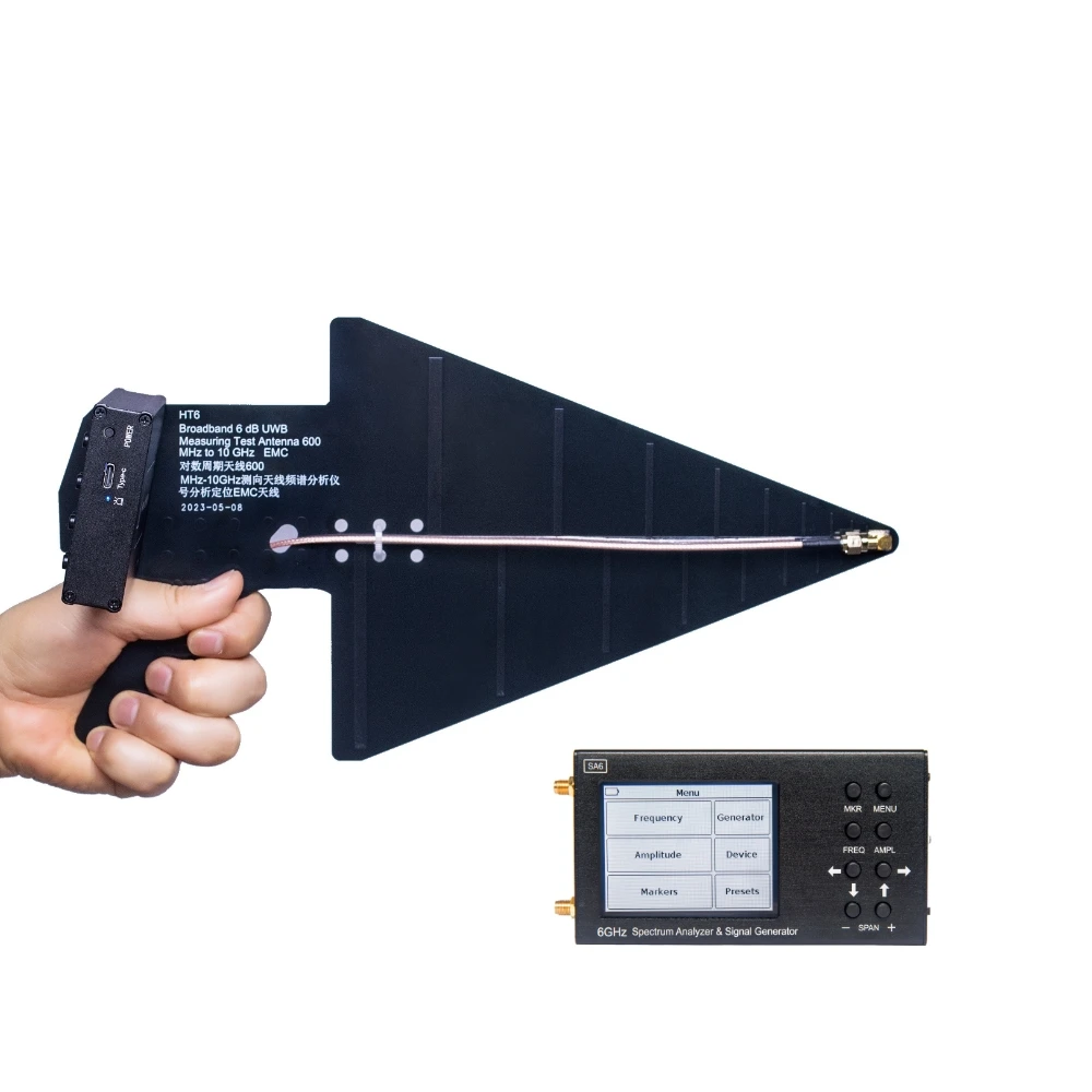 New SA6 6GHz Portable Spectrum Analyzer Signal Genertor + HT6 Log Periodic Antenna LPDA for 3G 4G LTE CDMA DCS GSM GPRS GLONASS