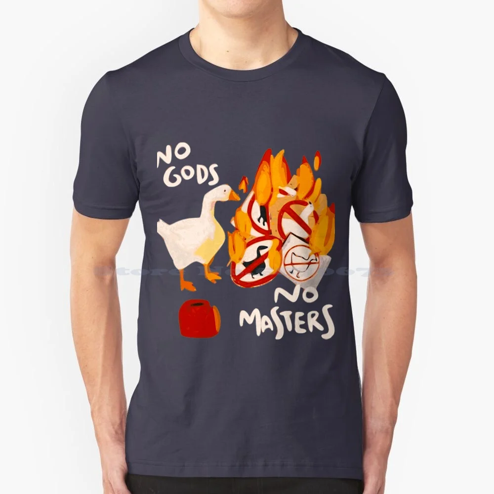 Untitled Goose Game Meme T-Shirtuntitled Goose Game-No God , No Masters T Shirt 100% Cotton Tee Untitled Goose Game Meme T