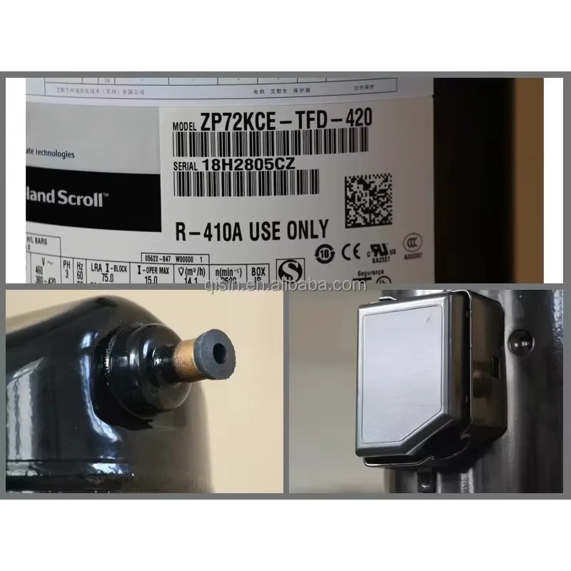 ZR160KCE-TFD-425 Scroll Compressor High-Efficiency R410A Compressor for Copeland Commercial Air Conditioning & Heat Pump Systems