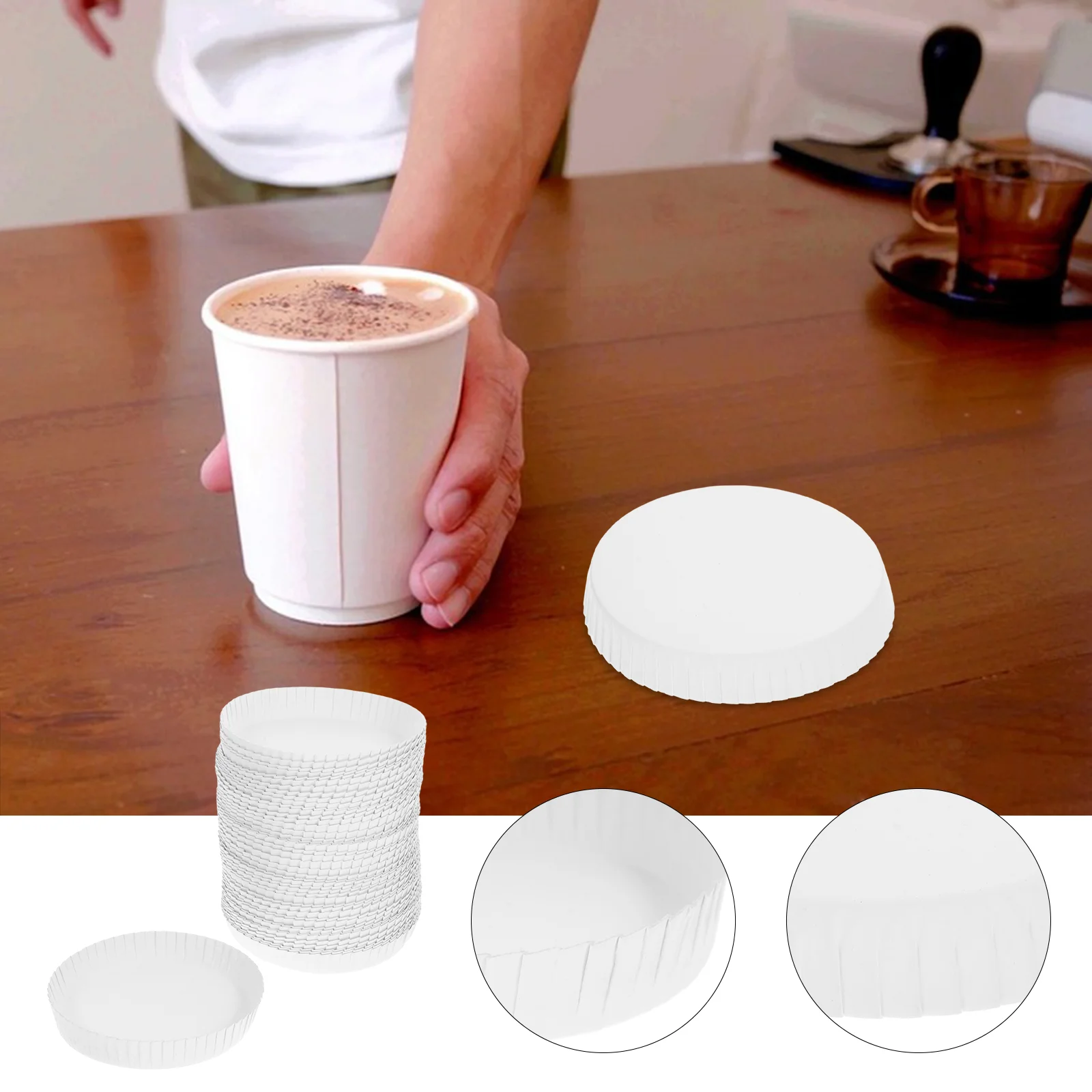 100 Pcs Espresso Coffee Paper Cup Lid Tops Mug Cover Drinking Lids Caps Hot White Travel