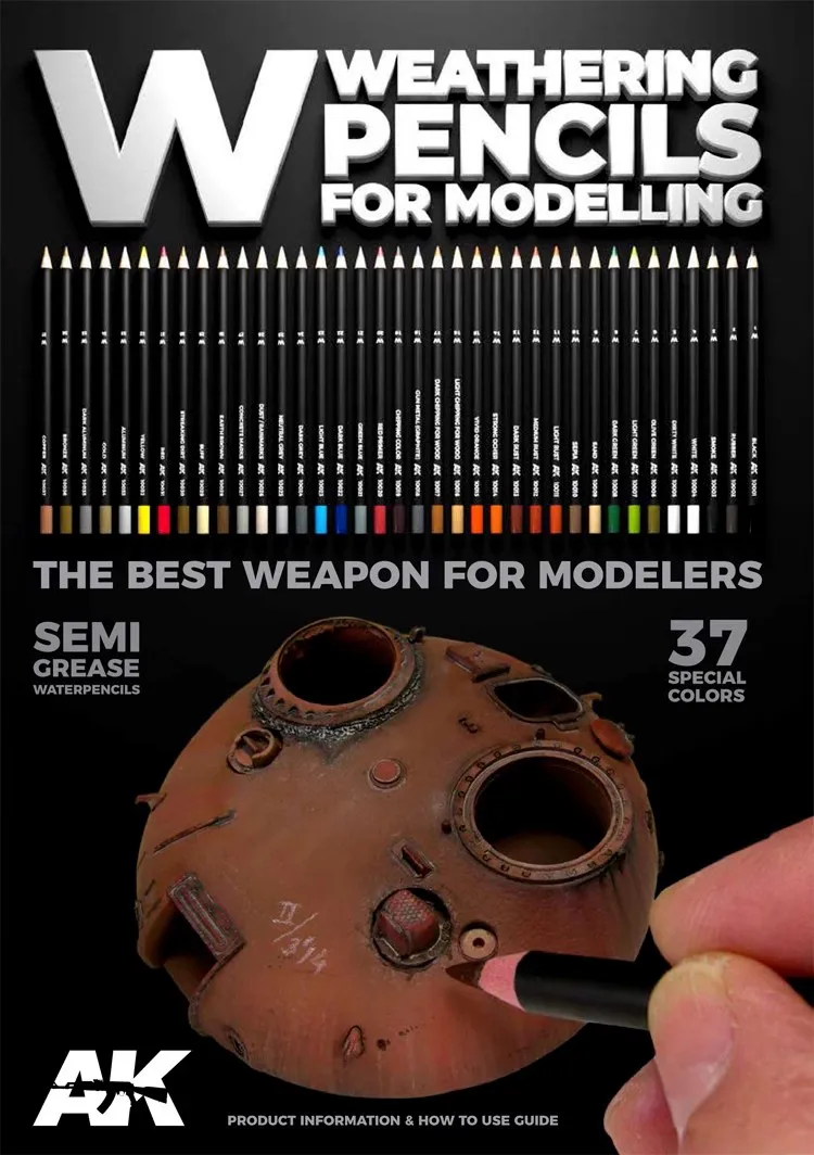 Model Water-based Aging Pencil Spain AK AK10001-AK10037 Coloring 3D Printer Parts1-20