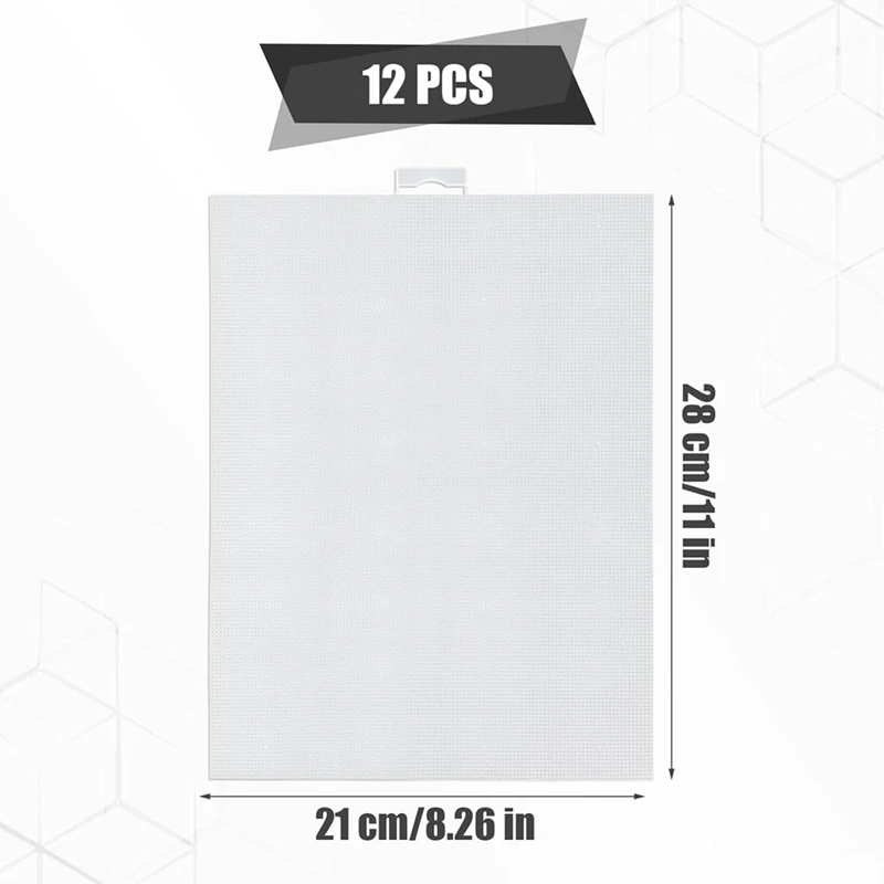 12ชิ้น14ชิ้นแผ่นพลาสติกตาข่ายผืนผ้าใบงานเย็บปักถักร้อยสีขาว11X8.2นิ้วแผ่นตารางพลาสติก