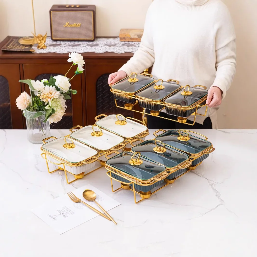 Casserole 3 Compartment Amphora Ceramic Baking Pan Home