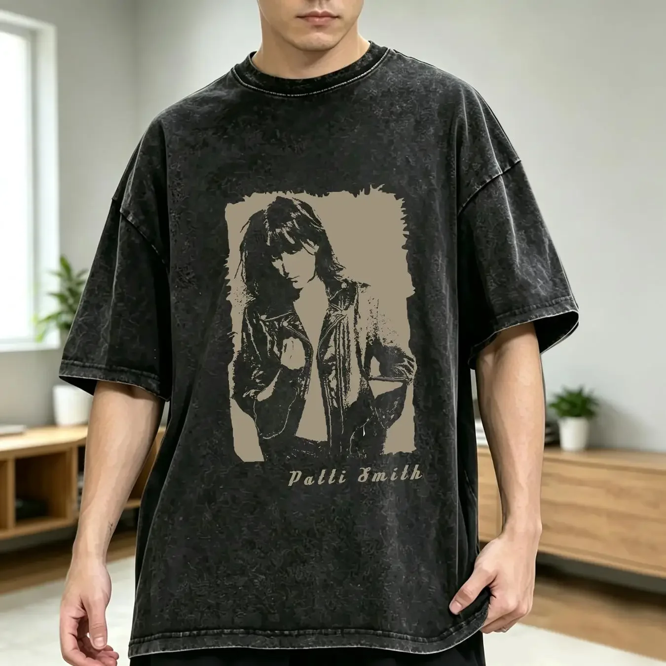 washed T Shirt Patti Smith Heavy Cotton Black All Size Classic AS035 long or short sleeves vintage Washed Soft homme graphic