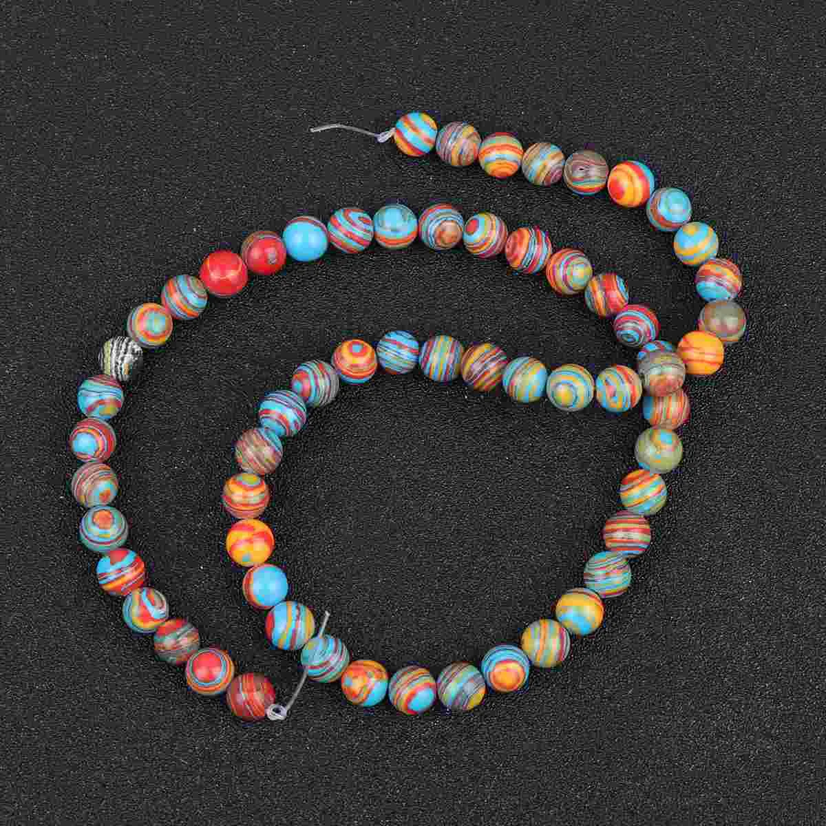 62 Pcs Round Beads Creative DIY Accessories Jewelry Making Malachite Colored Stone Craft