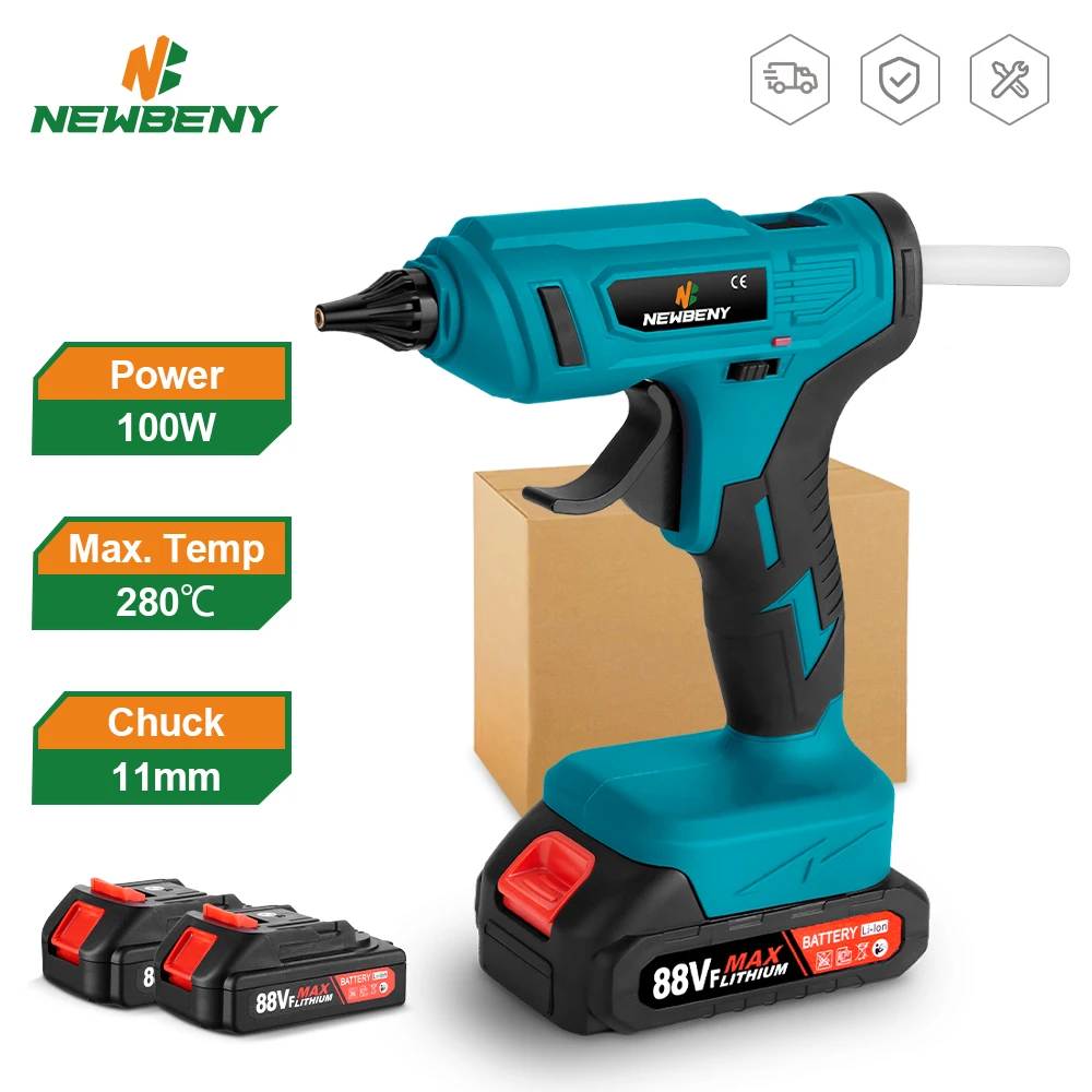 NEWBENY 100W 280°C Cordless Hot Melt Glue Gun Portable Rechargeable with Glue Sticks DIY Repair Tool For Makita 18V Battery