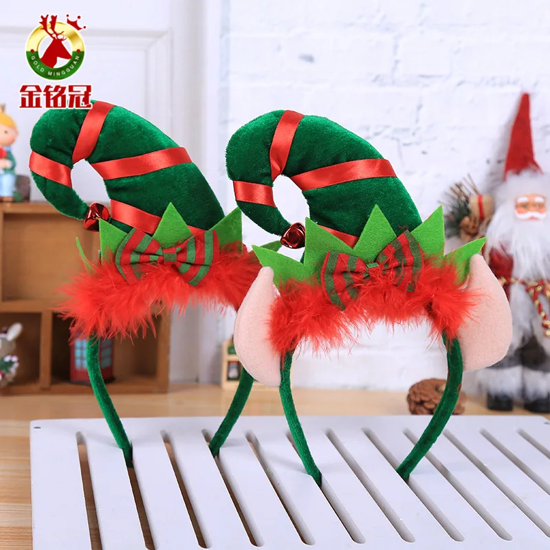 Christmas Elf Headband Holiday Headwear Elf Ears Hair Hoop Christmas Party Costume Accessories Festive Dress Up Decor Gift