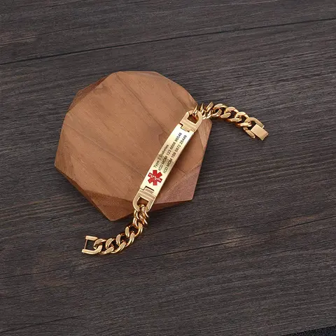 Vnox उत्कीर्ण चिकित्सा चेतावनी आईडी ब्रेसलेट मधुमेह मिर्गी अल्जाइमर एलर्जी एसओएस महिला पुरुष व्यक्तिगत आभूषण 6 best sales चिकित्सा कंगन - №4