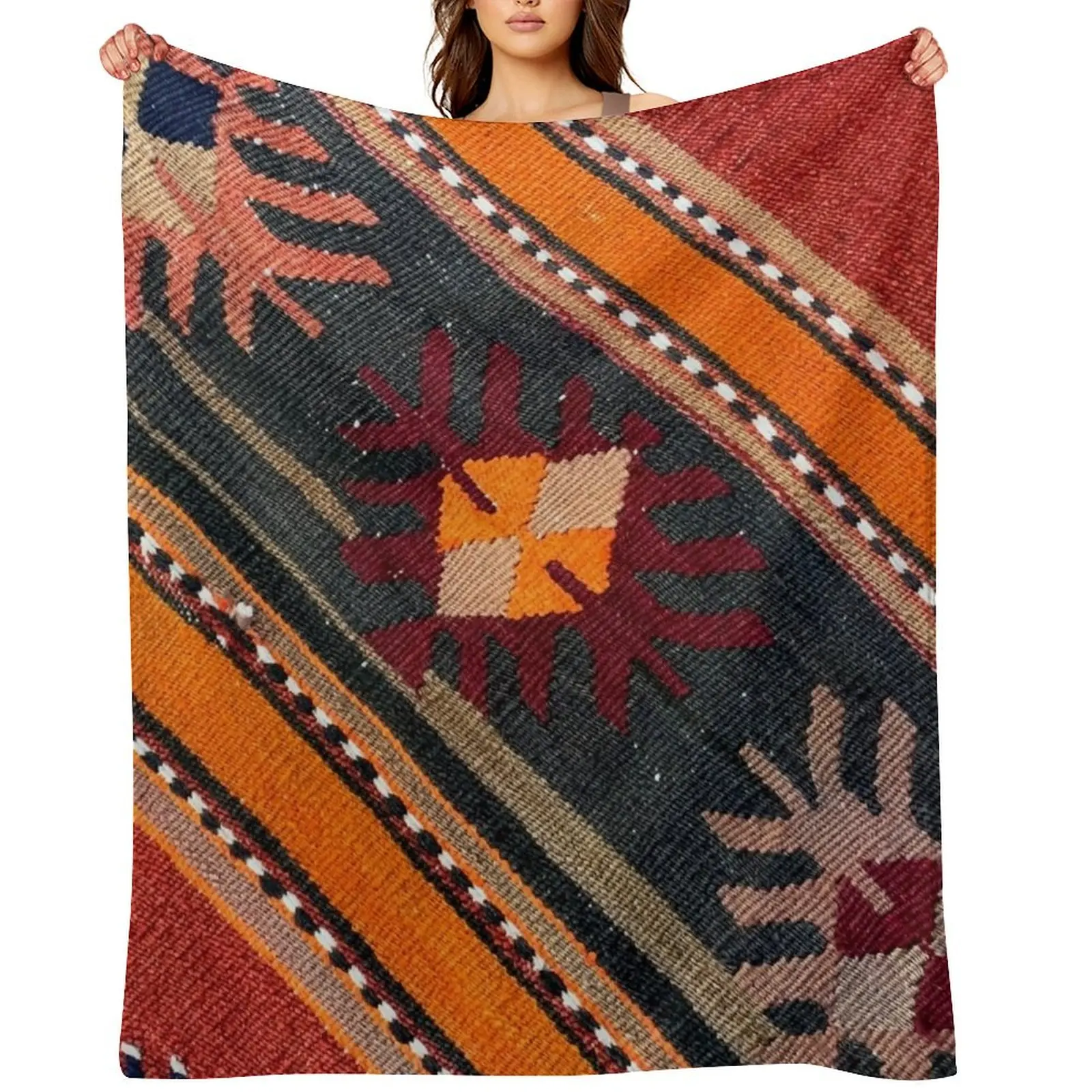 

Decorative Kilim, Navaho Weave, Woven Textile Throw Blanket Flannel Large Flannels blankets and throws Blankets