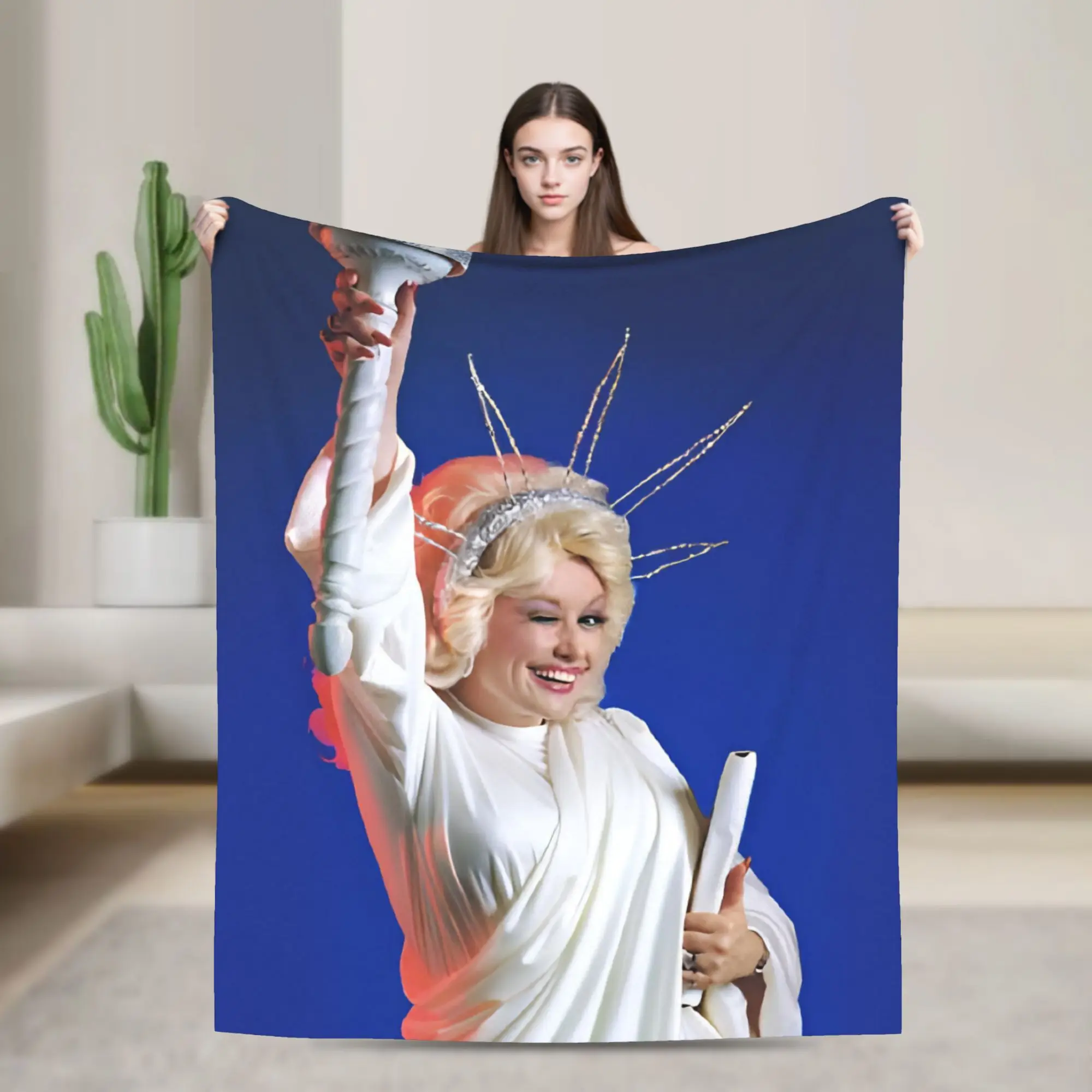 Dolly Parton 80s Singer Flannel Blanket  Awesome Throw Blanket for Home Hotel Sofa  150*125cm Plush Thin Quilt
