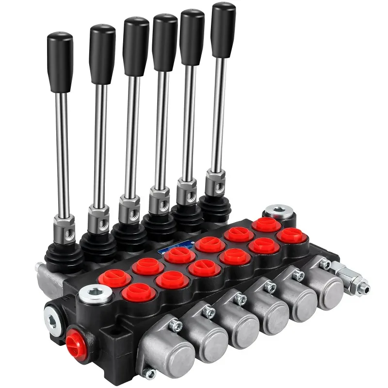 Hydraulic Directional Control Valve, 6 Spool Hydraulic Spool Valve Hydraulic Valves and Controls for Tractors Loaders Tanks