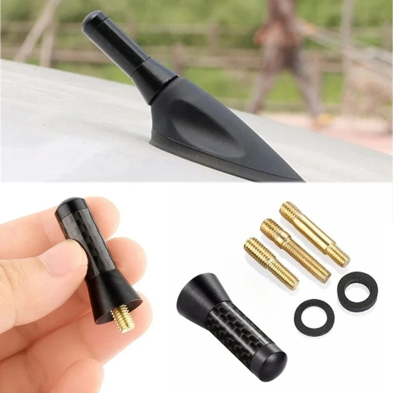 8cm/3.5cm Carbon Fiber Pattern Car Roof Antenna, Universal Black Radio Replacement Retrofit Auto Decor Accessories
