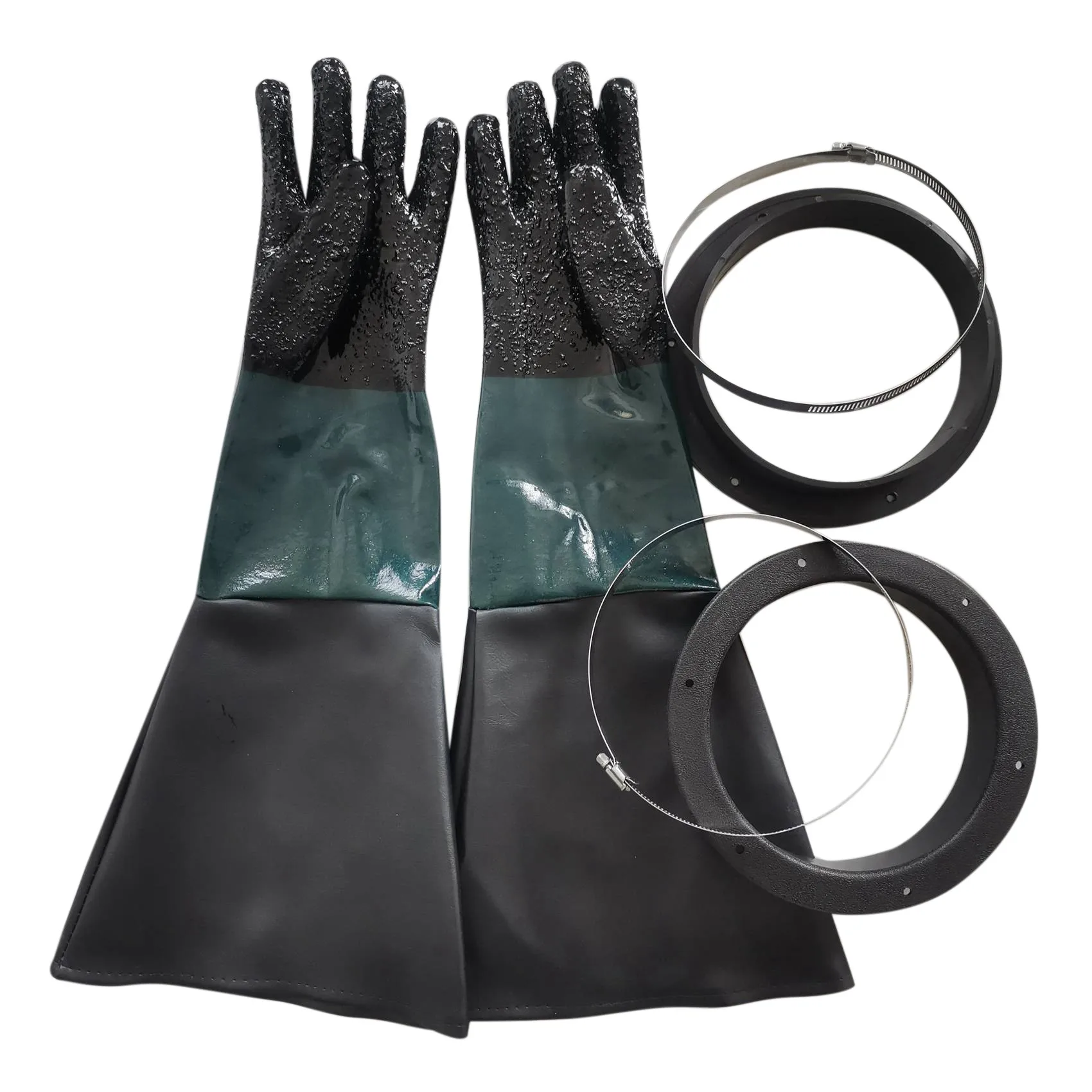 Sandblasting Gloves Sand Parts Blasting Gloves with O Rings for Sandblast Cabinet Sandblasting Gloves 23.6 Inch