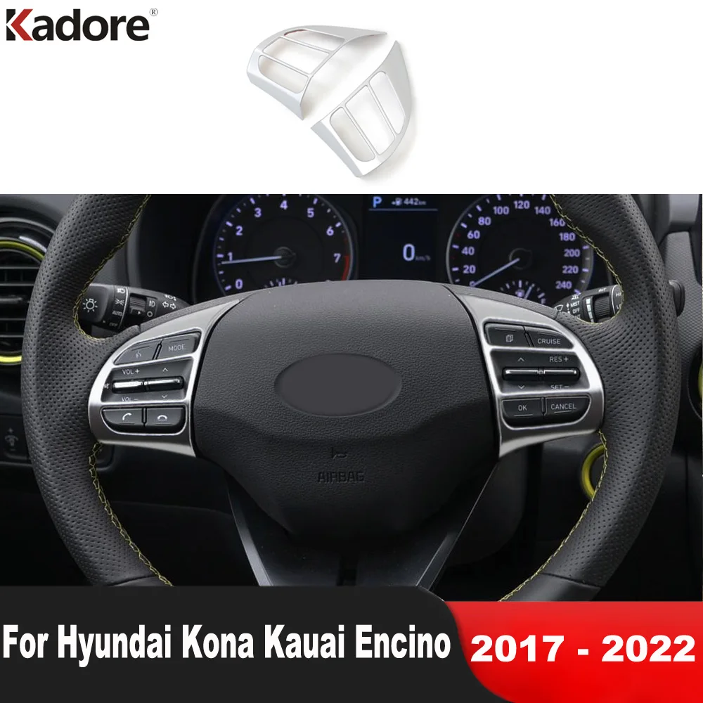 Car Steering Wheel Panel Cover Trim For Hyundai Kona Kauai 2017 2018 2019 2020 2021 2022 Matte Decoration Interior Accessories