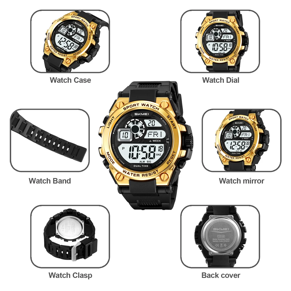 SKMEI Army Watch Mens Sports Digital Watches Fashion Luminous Waterproof Clock Military Electronic Wristwatches Orologi Digitali