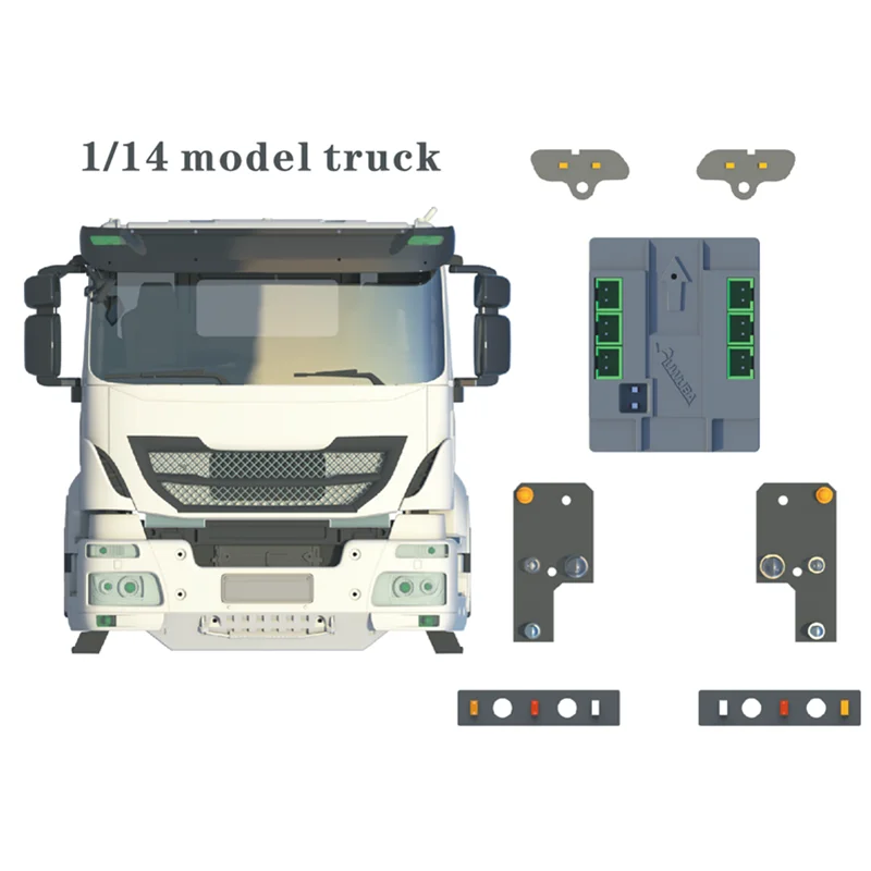 System oświetlenia LED 5V z symulacją świateł przednich i tylnych do modelu ciężarówki wywrotki Iveco 1/14 Tamiya RC, części do samodzielnego montażu.