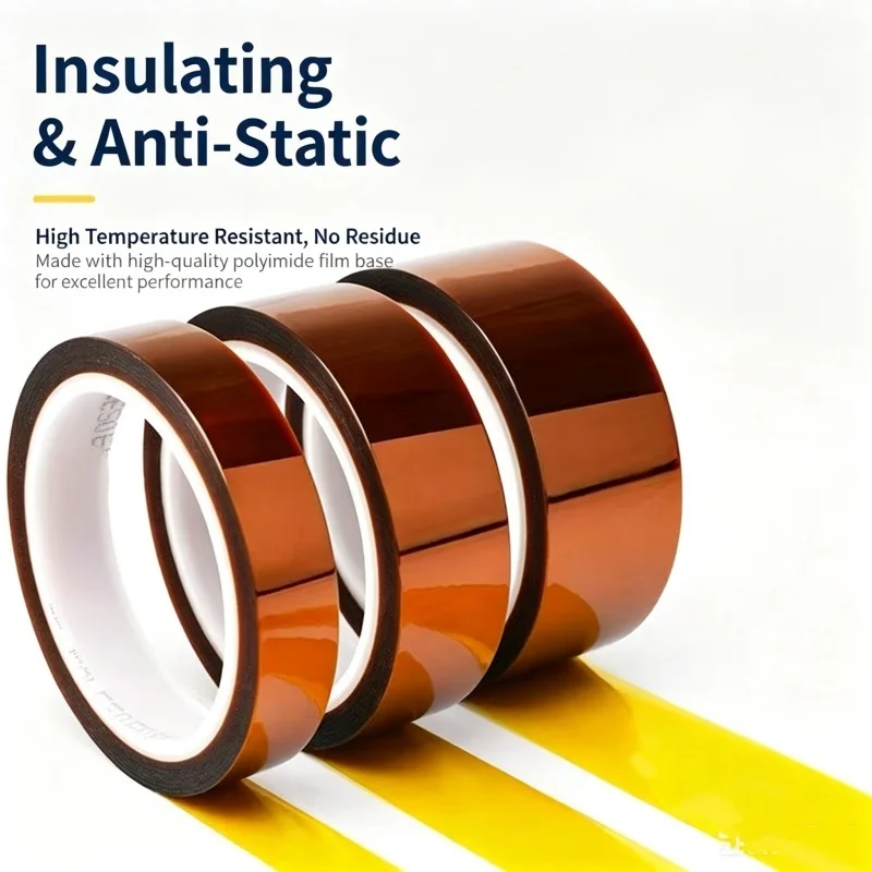 Kapton Double-Sided Tape, High Viscosity Traceless Insulation Adhesive Tape for High-Temp Solder Oven, PCB Solder Masking view 4