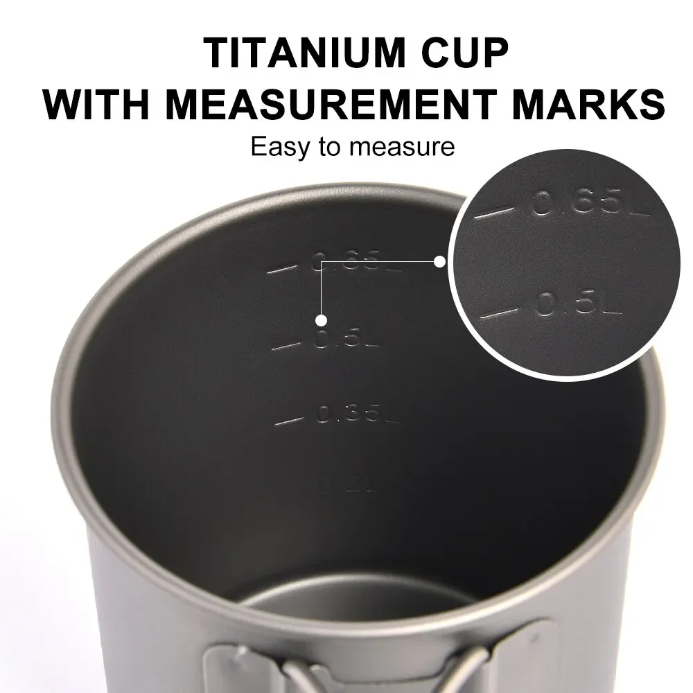 Camping Mug Titanium Cup Tourist Tableware Picnic Utensils Outdoor Kitchen Equipment Travel Cooking Set Cookware Hiking