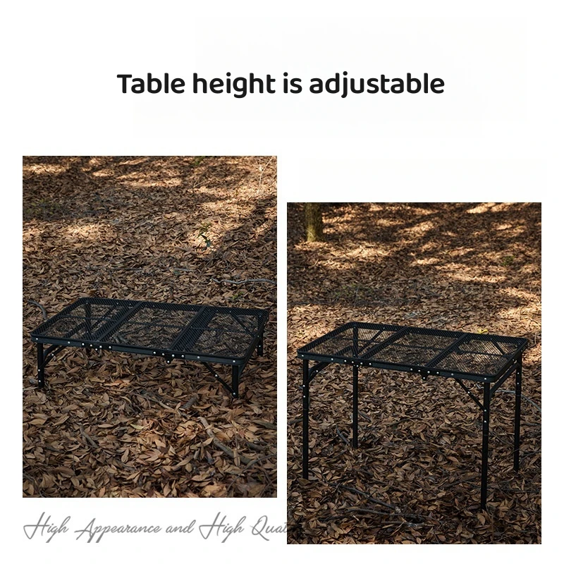 Camping Table Portable Lightweight Picnic Tourist Table Camping Barbecue Folding Iron Grid Table Outdoor BBQ Liftable Table New