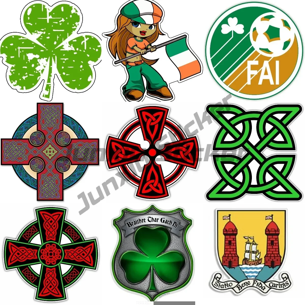 Ireland Leaf Flag National Flag Map National Badge Flexible Car Sticker Car Motorcycle Helmet Office Supplies Vinyl Sticker