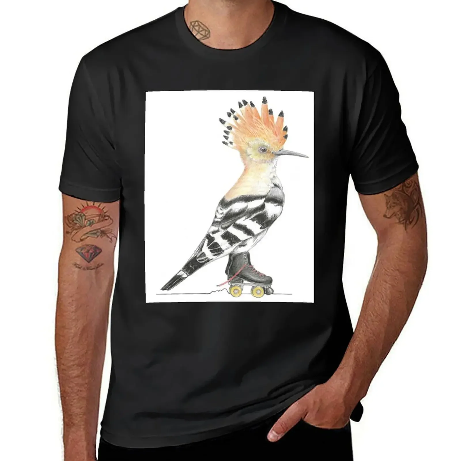 Hoopoe on Roller Skates T-Shirt customs anime stuff t shirt men 100℅ cotton