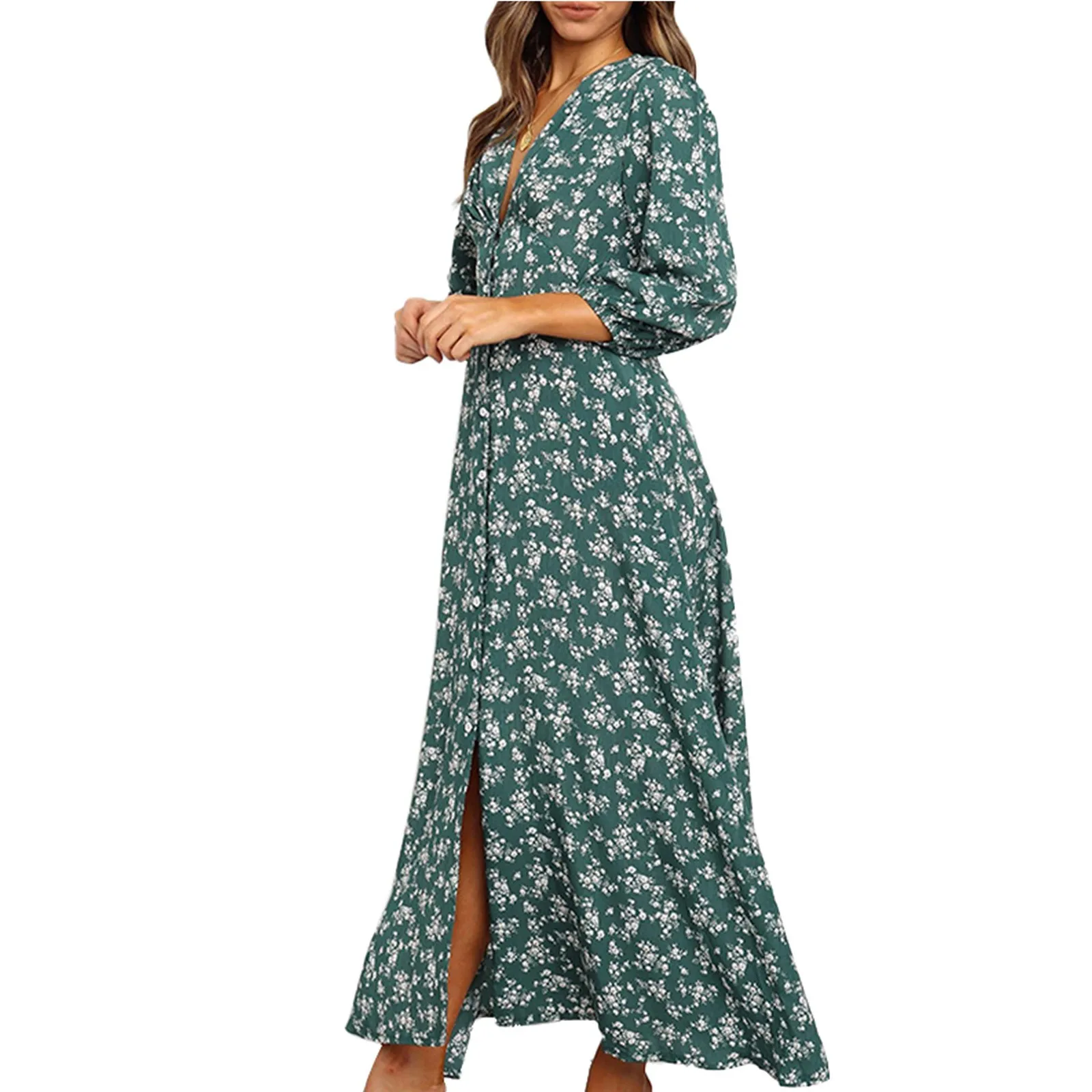 

Boho Women Floral Print Beach Maxi Dress Long Sleeve I Dresses Loose Casual High Waist Long Dress Female Holidy Party Dress