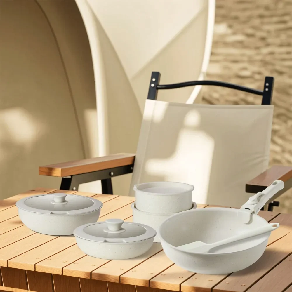 

12pcs Pots And Pans Set Non Stick, Cookware Sets With Detachable Handle, Cooking Kitchenware Ceramic Surface