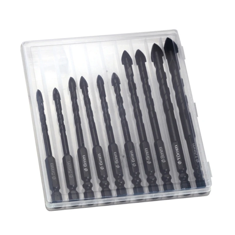 

10Pcs Drill Bit Set Professional Drill Bit Set for Glass Brick Plastic Cement Dropship