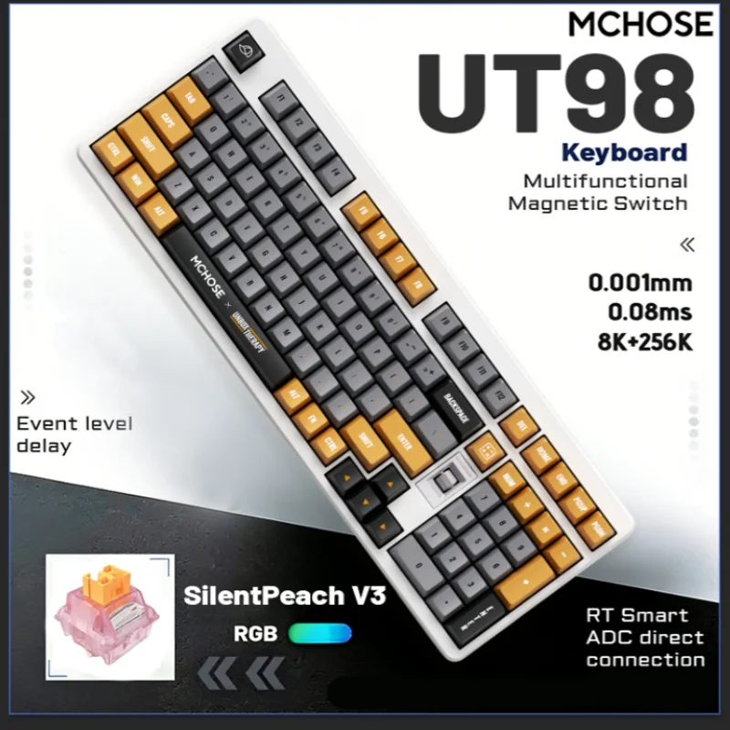 MCHOSE X Unbox Therapy - UT98 Gaming Mechanical Keyboard Wireless Quiet Offices Keyboard RGB Backlit Customized Silent Keyboard