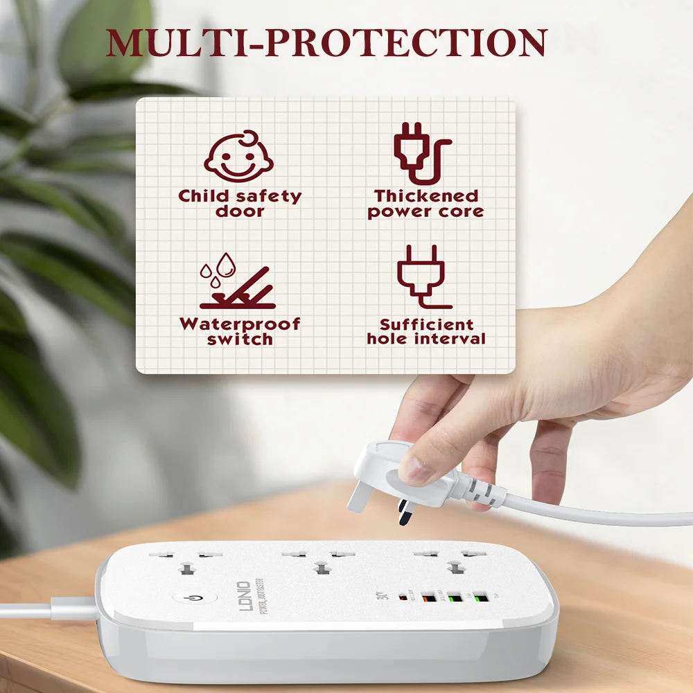 Wifi Smart Power Strip 2M 3 Output Extension Socket Plug Support Tuya Smart Life APP Remote Control Smart Home Socket Adapter