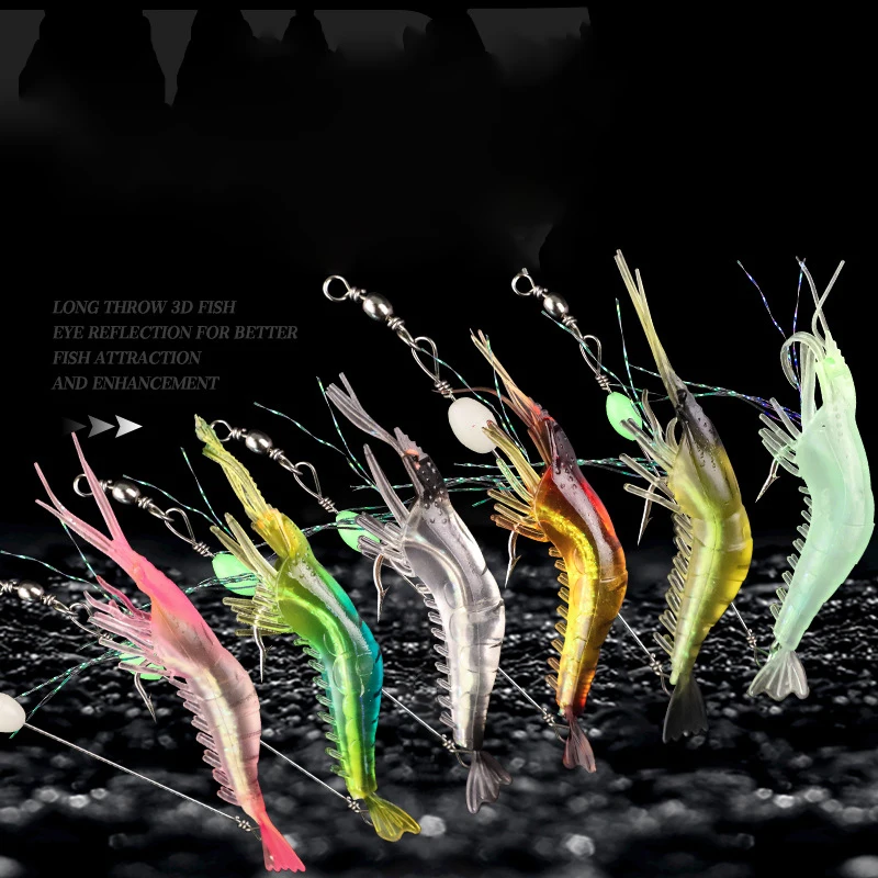 2pcs High Simulation Soft Bait With Hook Fake Shrimp Fake Bait Bionic Hanging Shrimp Bionic Fishing Bait Fishing Gear