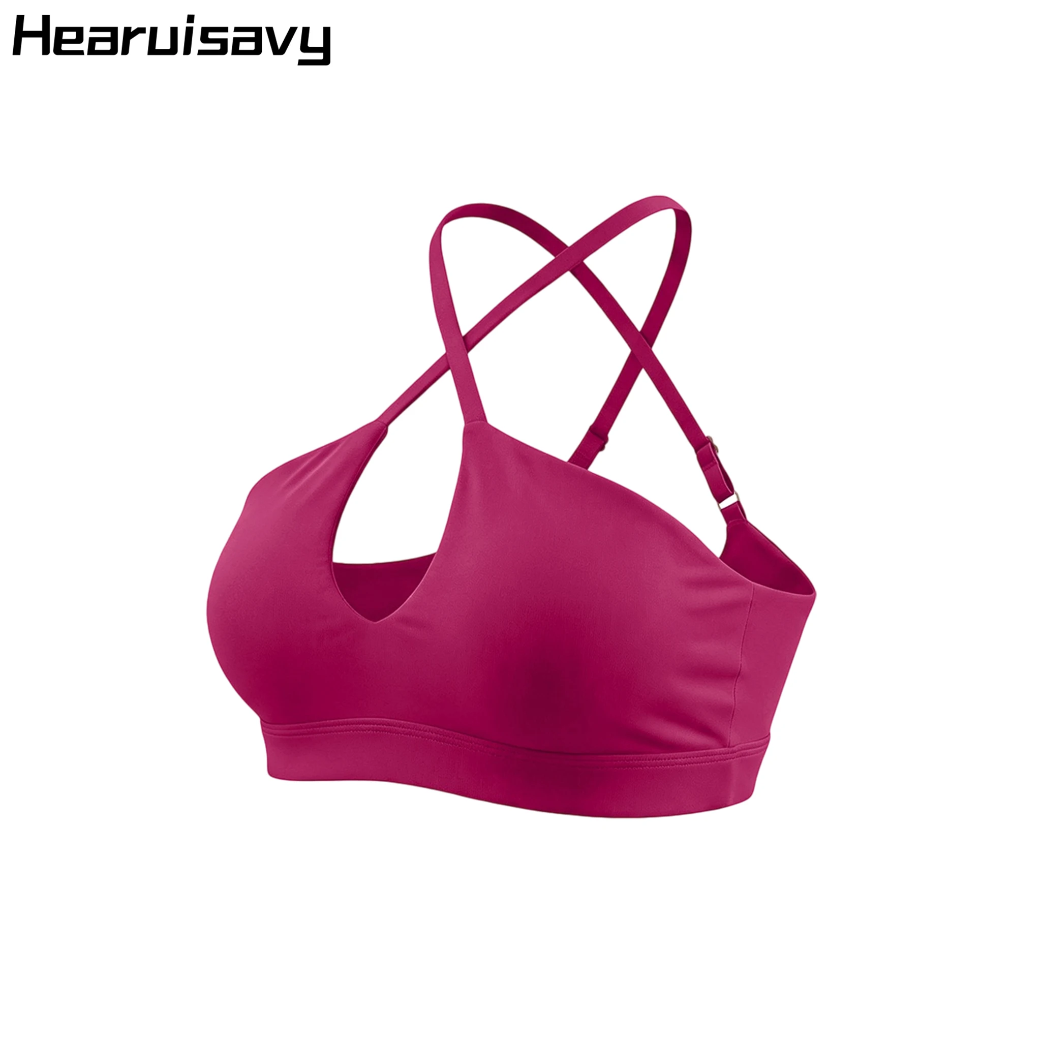 Hearuisavy Womens Sports Bra Crisscross Back Adjustable Straps Padded Breathable High Support Workout Gym Fitness Yoga Top Femal