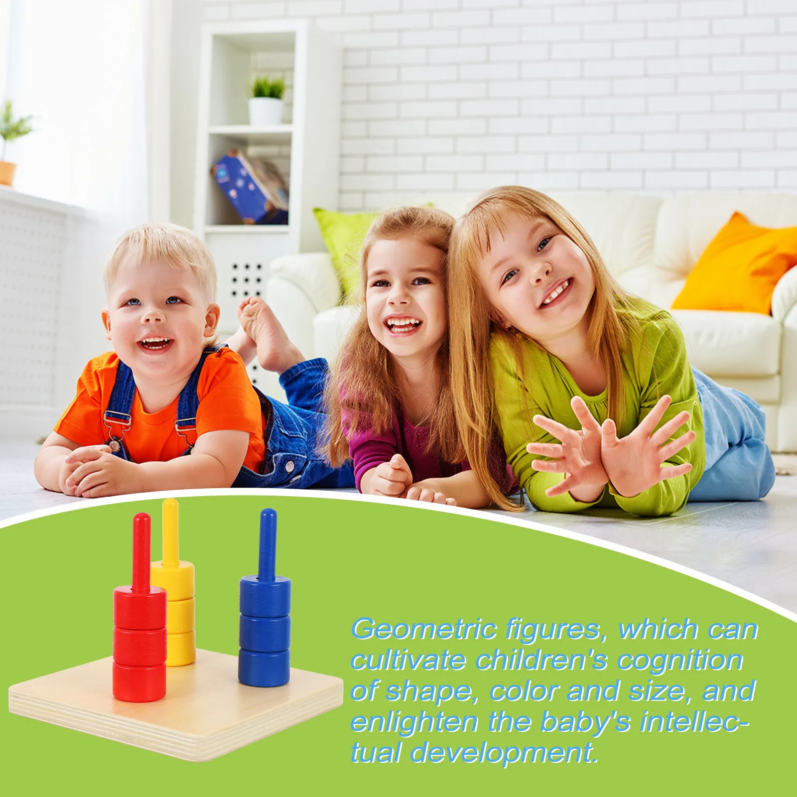 1Set Colorful Wooden Sorting Ring Educational Game for Toddlers Early Learning Cognitive Development Baby Plaything Column